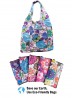 Flower Themed Reusable Foldable Shopping Bags W/ Zipper (12 Pcs)